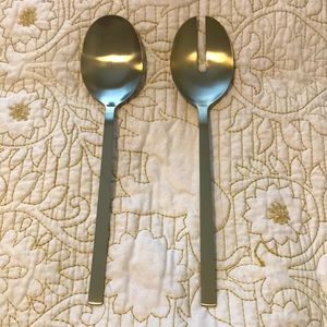 Brand new steel salad tongs serving spoons gold